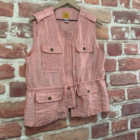 Ruby Rd Shirt Jacket Womens Size 14 Pink Cargo Utility Pocket Casual Shacket Top - Picture 2 of 8